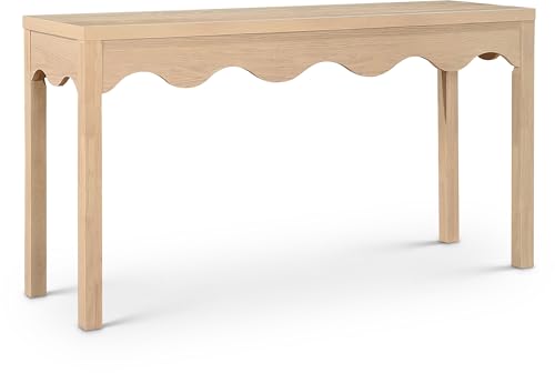 Meridian Furniture 99041Natural-S Fiora Collection Modern | Contemporary Console Table with Rich Natural Finish, Scalloped Aprons, 54" W x 16" D x 30" H, Natural Meridian Furniture
