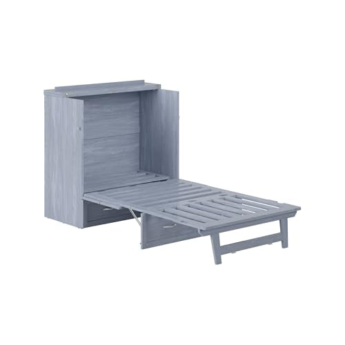 AFI, Northfield Murphy Bed Chest Twin XL with 6" Mattress, Storage Drawer & Built-in USB Charger, Driftwood AFI