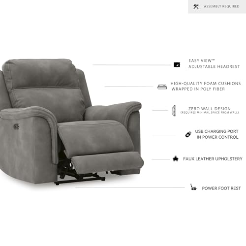 Signature Design by Ashley Next-Gen DuraPella Power Recliner with Adjustable Headrest, Gray Signature Design by Ashley