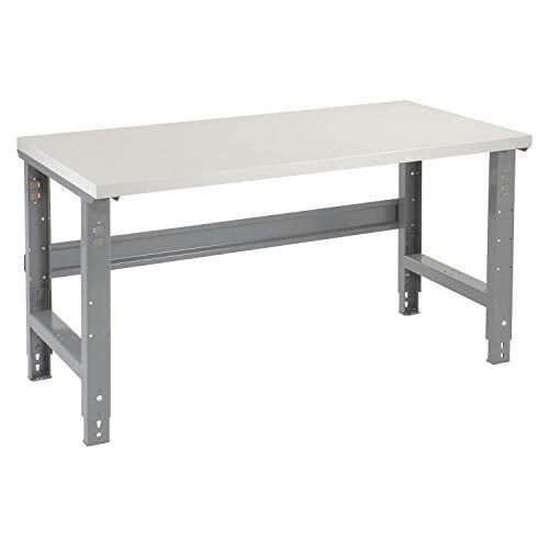 Global Industrial Adjustable Height Workbench C-Channel Leg, 60" W x 36" D, 1-5/8" Plastic Laminate Square Edge, Gray Global Industrial