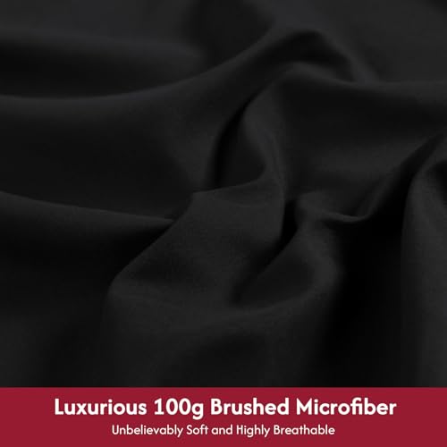 LONAVA Queen Size Sheet Set - 6 Piece Hotel Luxury Wrinkle-Free Microfiber Sheet, Oeko-TEX Certified, Breathable & Elastic, 16" Deep Pockets, Very Black LONAVA