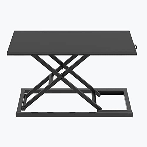 Luxor Height Adjustable Portable Pneumatic Standing Desk Converter, Stand Up Desk Riser, Tabletop Computer Workstation - Black Luxor