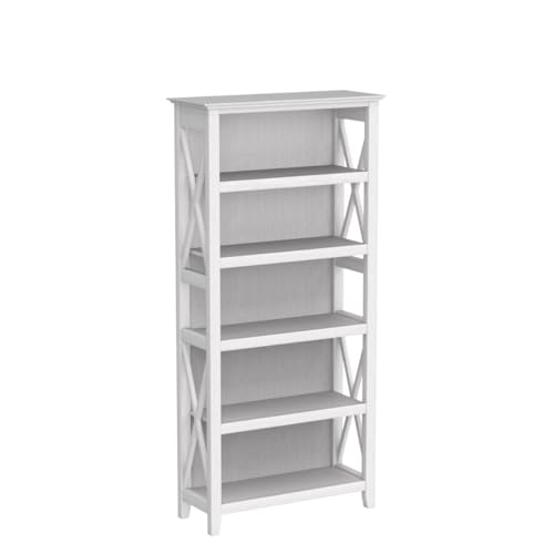 Bush Furniture Key West 5-Shelf Tall Bookcase Set in Pure White Oak for Elegant Storage Solutions Bush Business Furniture