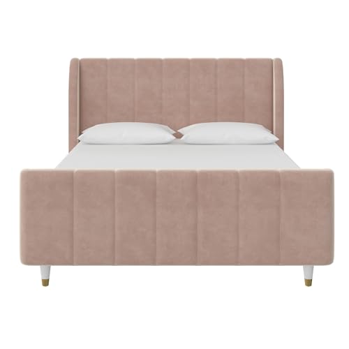 Little Seeds Valentina Kids' Full Upholstered Bed, Pink Velvet Little Seeds