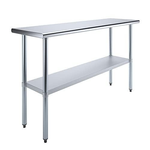 AmGood Stainless Steel Work Table with Undershelf | Food Prep NSF | Utility Work Station | (60" Length X 18" Width) AmGood