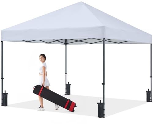 COOSHADE Durable Easy Pop Up Canopy Tent 12x12Ft (Silver White) COOSHADE