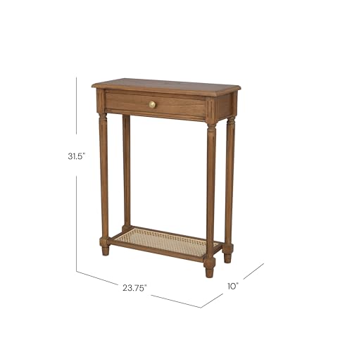 East at Main Lenora Console Table – 23.75” Narrow Entryway Table with Storage & Cane Shelf – Solid Wood Accent Table for Hallways, Foyers, and Small Spaces – French Country & Traditional Style East at Main
