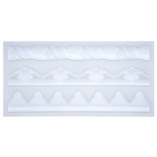 Art Molds for Polyclay Air Dry Clay Plaster Epoxy Resin Fondant Cake Decor 3 Border Trimmings FUNSHOWCASE
