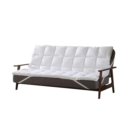 CirclesHome White Futon Mattress Toppers with Anti-Slip Anchors - Futon Cover Filled with Plush Down Alternative Fill - Full Size Futon Cover is Soft, Comfortable and Allergy Free (Size: 54 x 75 x 3) CIRCLESHOME