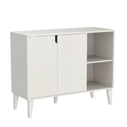 Panana Kitchen Buffet Cabinet Storage Sideboard with 2 Doors 2 Shelves, White, 41.8" L x 15" W x 32.5" H Panana