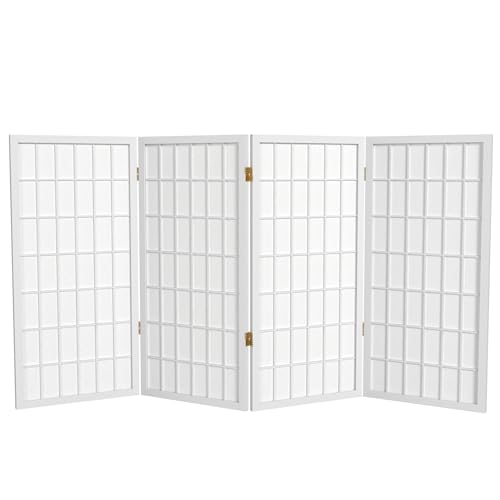 3 ft. Short Window Pane Shoji Screen - White - 4 Panels Red Lantern