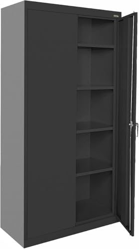 Sandusky Lee CA41361872-09 Classic Garage Storage Cabinet, Steel Utility Cabinet with Adjustable Shelves, 72"H, Black Sandusky