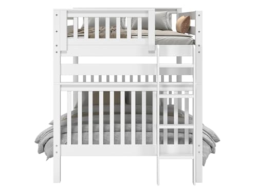Bedz King Bunk Beds Full over Full Mission Style with End Ladder, White Bedz King