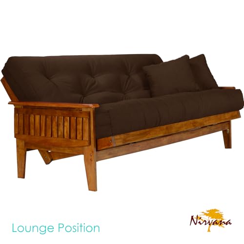 Nirvana Futons Eastridge Futon Set - Full Size, Frame, 8" Mattress, Microfiber Sussex Fudge Cover Nirvana Futons