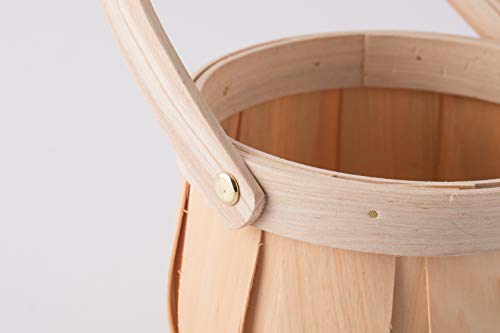 Vintiquewise Small Round Natural Woodchip Wooden Decorative Storage Basket with Handle Vintiquewise