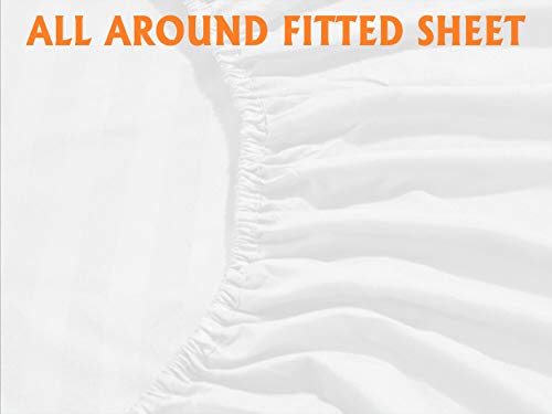 Elegant Comfort Best, Softest, Coziest 6-Piece Sheet Sets! - 1500 Premier Hotel Quality Luxurious Wrinkle Resistant 6-Piece Damask Stripe Bed Sheet Set, King White Elegant Comfort