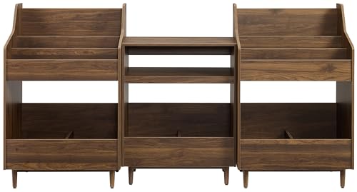 Crosley Furniture Liam 3-Piece Turntable Record Player Stand And Vinyl Storage, Mid Century Modern, Walnut Crosley Furniture