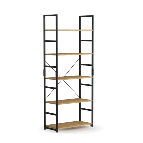 NUMENN 5-Tier Modern Bookshelf - Stylish Storage Organizer for Home & Office in Natural Finish NUMENN