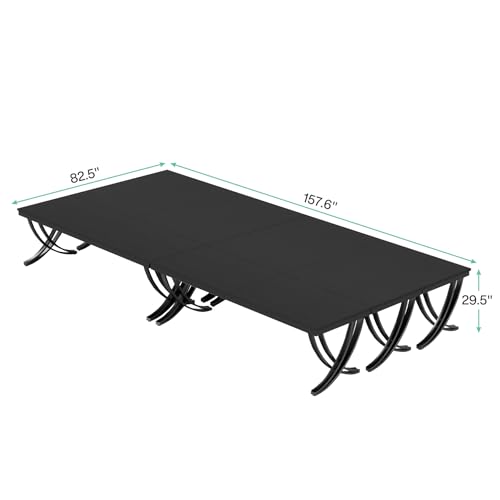 Tribesigns 6.5FT Conference Table for 6-8 People, 78 inch Long Rectangular Seminar Table with Strong Metal Frame, Business Furniture Boardroom Desk for Office Meeting Conference Room (6PCS, Black) Tribesigns