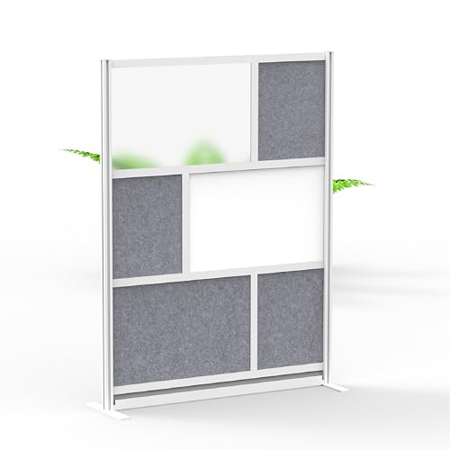 Workflow Modular Wall | Room Divider with Whiteboard, Sound Dampening, & Frosted Acrylic Panels | Expandable Office Partition for Privacy & Stability (53" x 70") S Stand Up Desk Store
