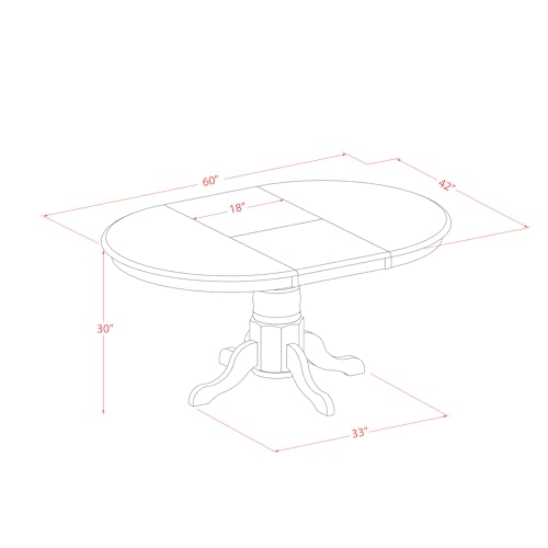 HomeStock Linen White Dining Table Set with 6 Wooden Chairs - Oval Kitchen Table Espresso/37 Chair HomeStock
