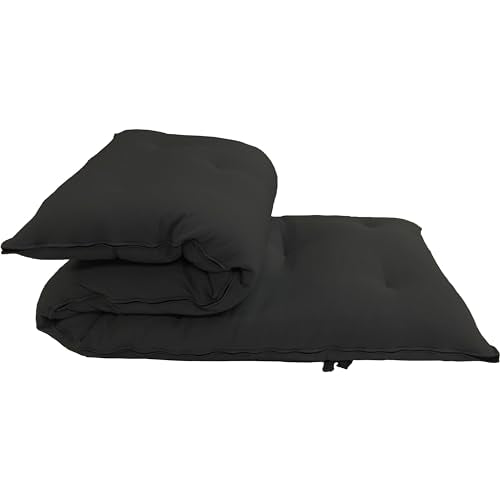 D&D Futon Furniture Cotton/Foam Traditional Japanese/Thai Floor Rolling Futon Mattresses, Yoga Meditation Mats, 3x30x80 Black D&D Futon Furniture