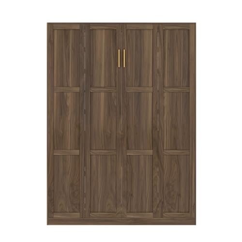 Bobve Farmhouse Murphy Bed Queen, 85" Wall Bed Folds to Save Space, Concealed Bed Frame with Hydraulic Rod and Wall Mounted Features for Apartment/Office/Guest Room Bobve