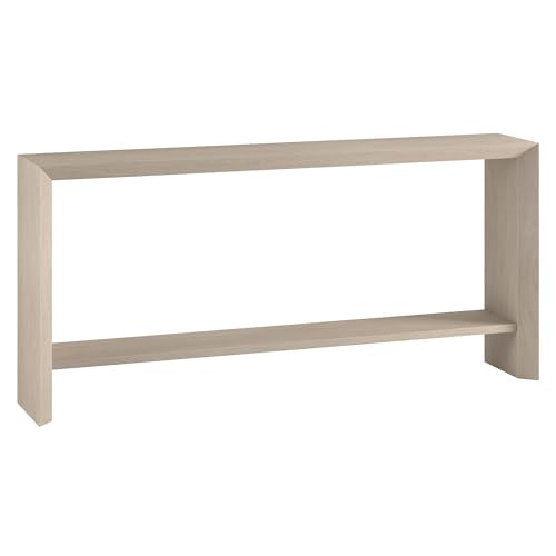 Henn&Hart 64" Wooden Rectangular Console Table Entryway Table, Sofa Table with Wooden Storage Shelf for Entryway, Living Room, Couch, Hallway, or Office, Beech White Henn&Hart