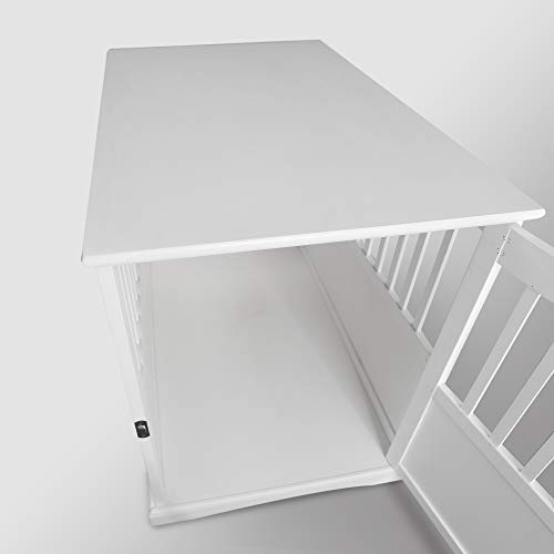 Casual Home Wooden Decorative Indoor Kennel Dog Crate End Table Night Stand Furniture with Lockable Gate for Medium Pets Up to 25 Pounds, White Casual Home