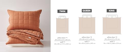 softpage Cotton Quilt Bed Spreads, 3-Pieces Bedding Set with Coverlet Light Weight Quilt Blanket with 2 Pillow Shams (Burnt Orange, Queen) softpage