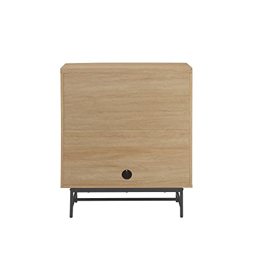 Walker Edison Lowen Contemporary Fluted-Door Accent Cabinet 32 Inch Coastal Oak Walker Edison