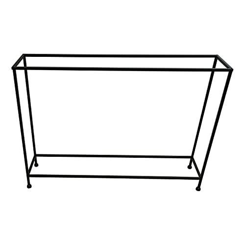 The Urban Port Aurelia 48-Inch Console Sofa Table, Artisanal Hammered Antique Bronze Tray Top, Industrial Black Iron Frame The Urban Port