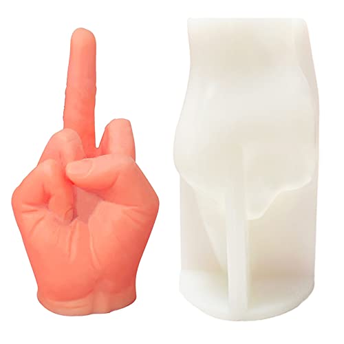 TOPYS 3D Hand Shaped Silicone Mold, 3.7in Gesture Candle Mold,Middle Finger Shaped Resin Casting Mould for Candle Making and Baking Making Soap Wax Cake Mousse Ice Cream