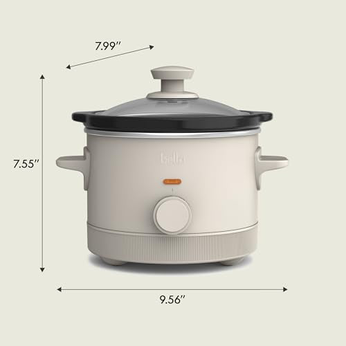 bella 1.5 Qt Slow Cooker with 3 Heat Manual Control, EverGood™ Ceramic Nonstick Coating, Dishwasher Safe Stoneware Pot and Tempered Glass Lid, Tangle Free Cord Wrap & Cool Touch Handles, Oatmilk BELLA
