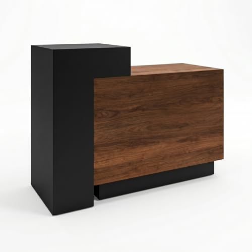 YTElantivo Reception Desk with Counter, Built with 1 Inch Thick Panels, Lockable Drawer, Adjustable Shelves & Reversible Design