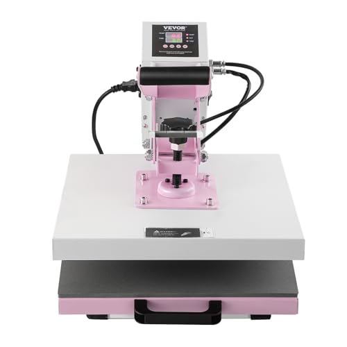 VEVOR Heat Press, 15 x 15 in Digital Heat Press Machine, Slide Out Heat Transfer Machine, Fast and Even Heating, 2-Layer Insulation Cotton, Heat Transfer Machine for T-Shirts/Bags/Pillows, Pink VEVOR
