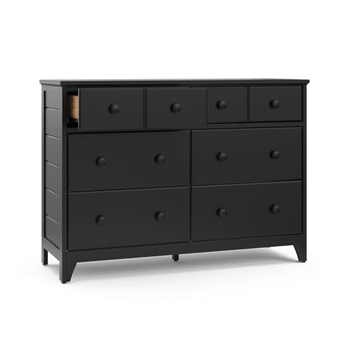 Storkcraft Moss 6 Drawer Double Dresser (Black) – GREENGUARD Gold Certified, Wood Dresser for Nursery, 6 Drawer Dresser, Kids Dresser, Nursery Dresser Drawer Organizer, Chest of Drawers Storkcraft