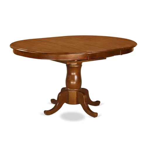 East West Furniture PORT7-SBR-W 7 Piece Dining Room Table Set Consist of an Oval Kitchen Table with Butterfly Leaf and 6 Dining Chairs, 42x60 Inch, Saddle Brown East West Furniture