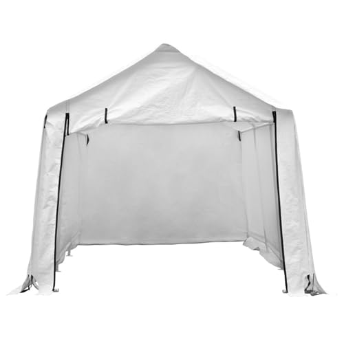 GDY 17 x 10ft Heavy Duty Carport Canopy with Sidewalls Waterproof Garage Car Shelter Enclosed Storage Shed, White GDY