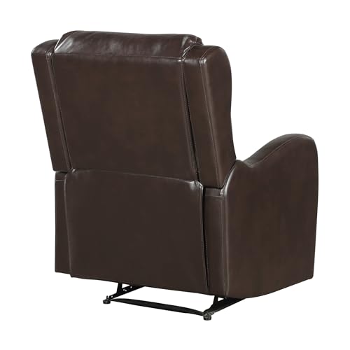 Lexicon Manual Recliner Chair, Reclining Sofa Chair, Home Theater Seating, Wall Hugger, Manual Recliner for Living Room/Office/Apartment, Easy Assembly, Brown Faux Leather Lexicon