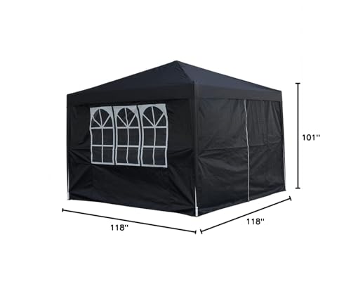 Panana Pop Up Gazebo 10''x10'' Waterproof Outdoor Garden Marquee Awning Party Tent Canopy and Carry Bag 3 X 3m (Black) Panana