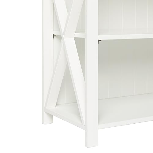 Walker Edison Solid Wood Farmhouse Storage Console, 52 Inch, White/Grey Wash Walker Edison