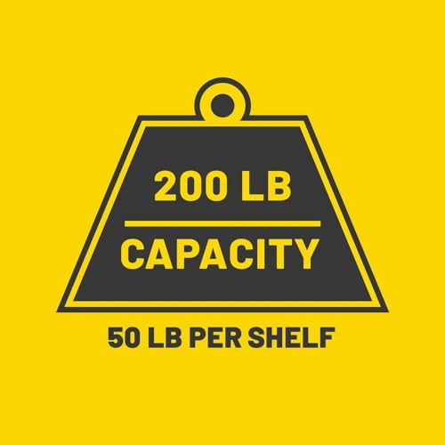 Plano 4-Shelf Standard Duty Plastic Storage Shelves, 48” x 21” x 14”, 200lb Capacity, Pantry, Office, Closet and Garage Shelves, Easy to Assemble, Durable Plastic Shelving Unit Plano