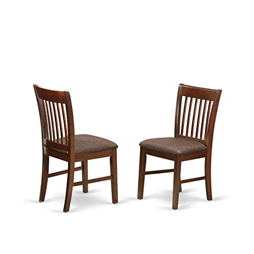East West Furniture NFC-MAH-C Norfolk Dinette Chairs - Linen Fabric Upholstered Wooden Chairs, Set of 2, Mahogany East West Furniture