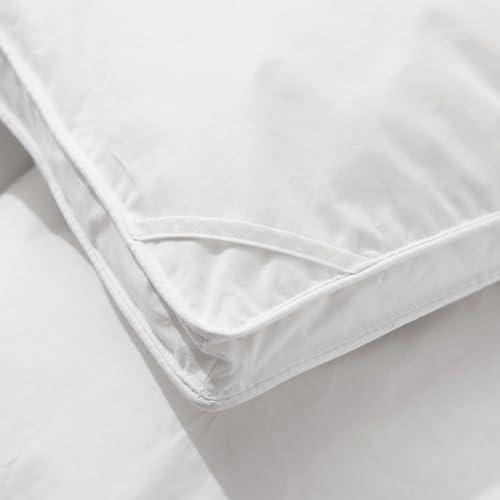 UNIKOME Goose Feather Down Fiber Comforter - 20% Extra Fill, All Season King Size Duvet Insert with 100% Cotton Cover, Cloud-Like Fluffiness (106"X90", White) UNIKOME