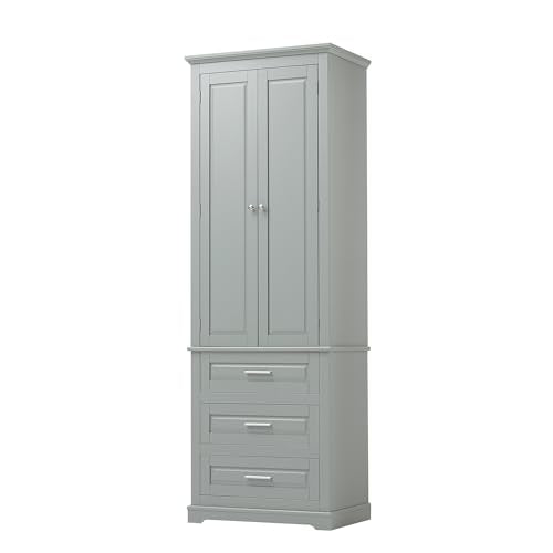 62.2" Wide Storage Cabinet Pantry Cupboard with Doors and Drawers for Home Kitchen, Bathroom and Living Room, Adjustable Shelf, White Merax