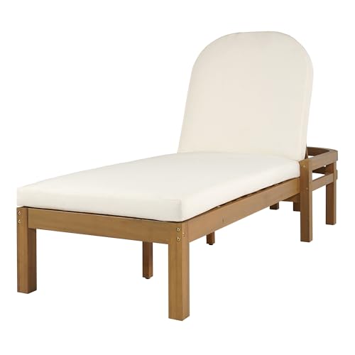 KLMM Outdoor Chaise Lounge Set of 2,Acacia Wood Patio Recliner with Arched Backrest, 5-Position Adjustable Backrest,for Poolside, Backyard, Deck & Lawn (Light Teak-lc)