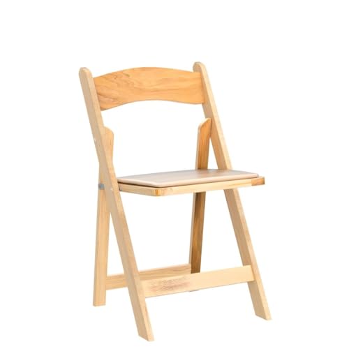 EMMA + OLIVER 2 Pack Natural Wood Folding Chair with Vinyl Padded Seat EMMA + OLIVER