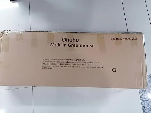 Greenhouse for Outdoors with Screen Windows, Ohuhu Walk in Plant Greenhouses Heavy Duty with Durable PE Cover, 3 Tiers 12 Shelves Stands 4.8x4.8x6.3 FT Plastic Portable Green House with Shelf Clips Ohuhu