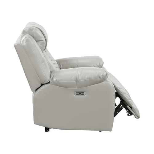 Lexicon Power Recliner Chair, Faux Leather Upholstered Home Theater Seating with LED Lighting, USB Charging Ports, Single Wall Hugger Reclining Chair for Living Room/Bedroom Easy Assembly, Gray Lexicon